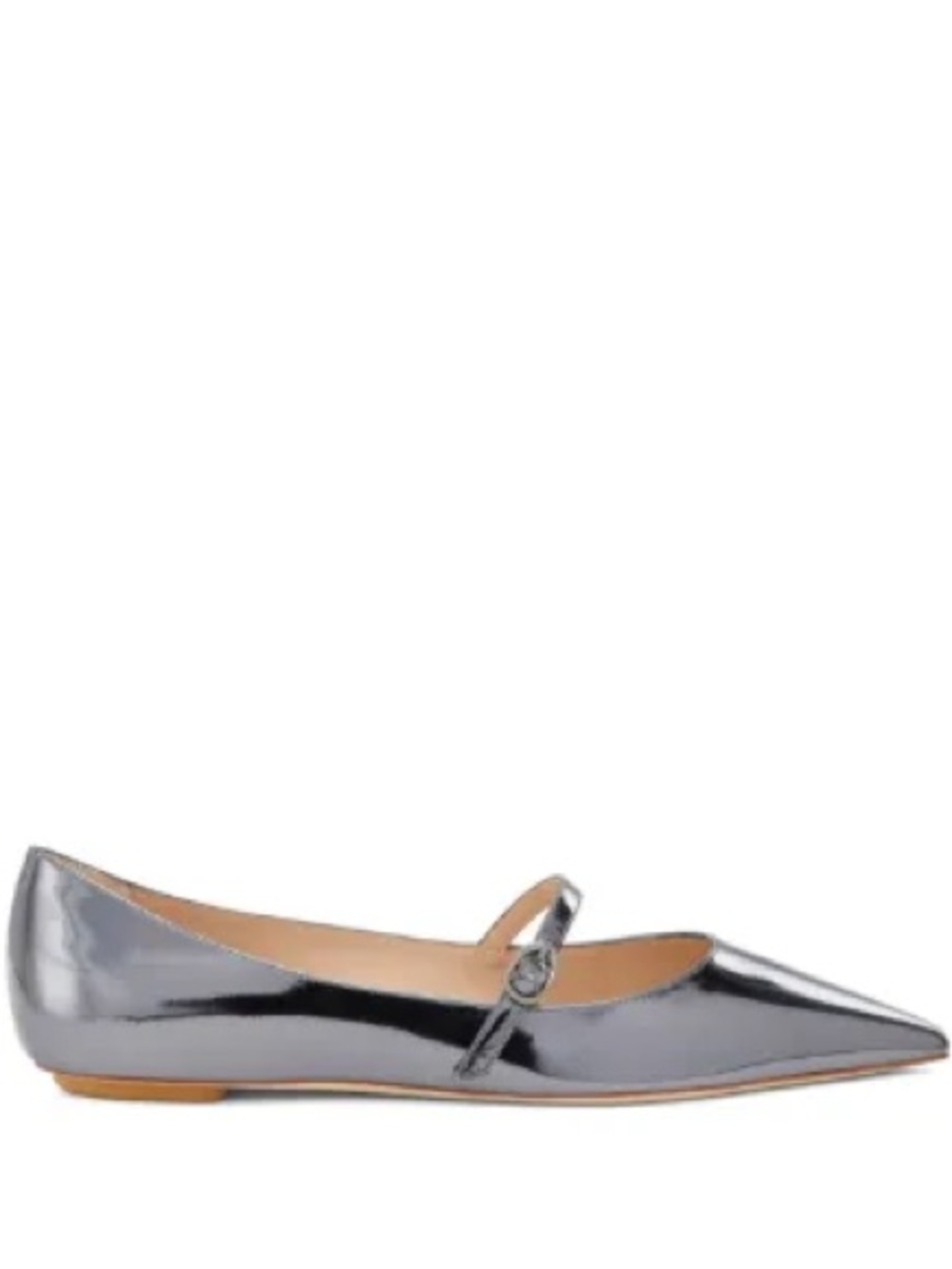 Stuart Weitzman Emilia Mary Janes Cool Gray Specchio Flats